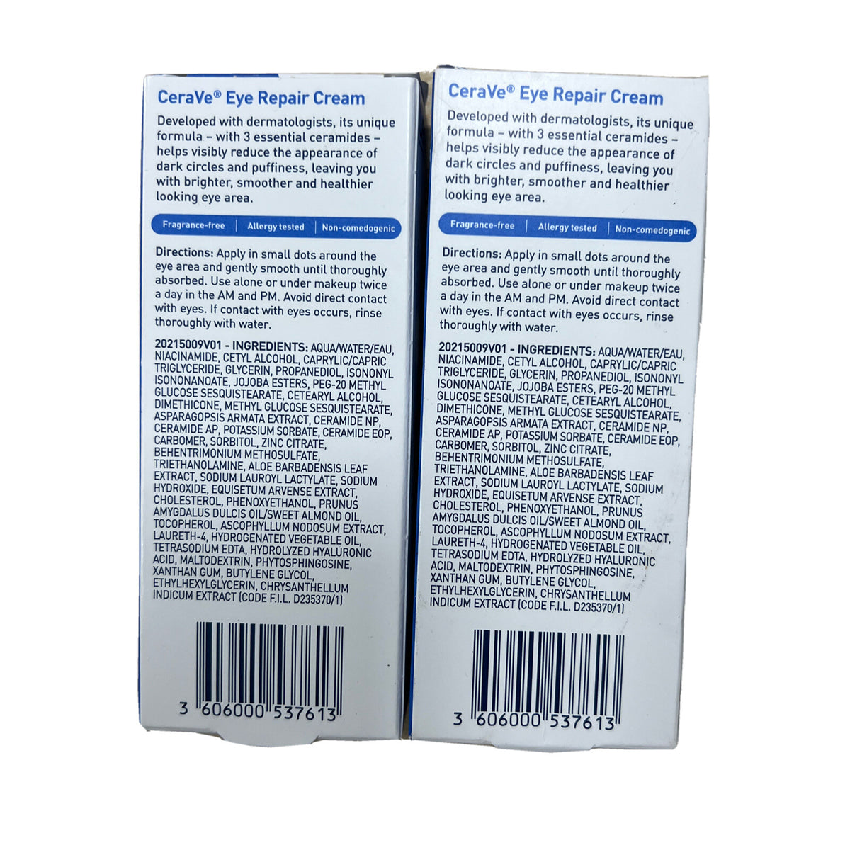CeraVe Eye Repair Cream - 0.5 fl oz Pack of 2 for Dark Circles & Puffiness
