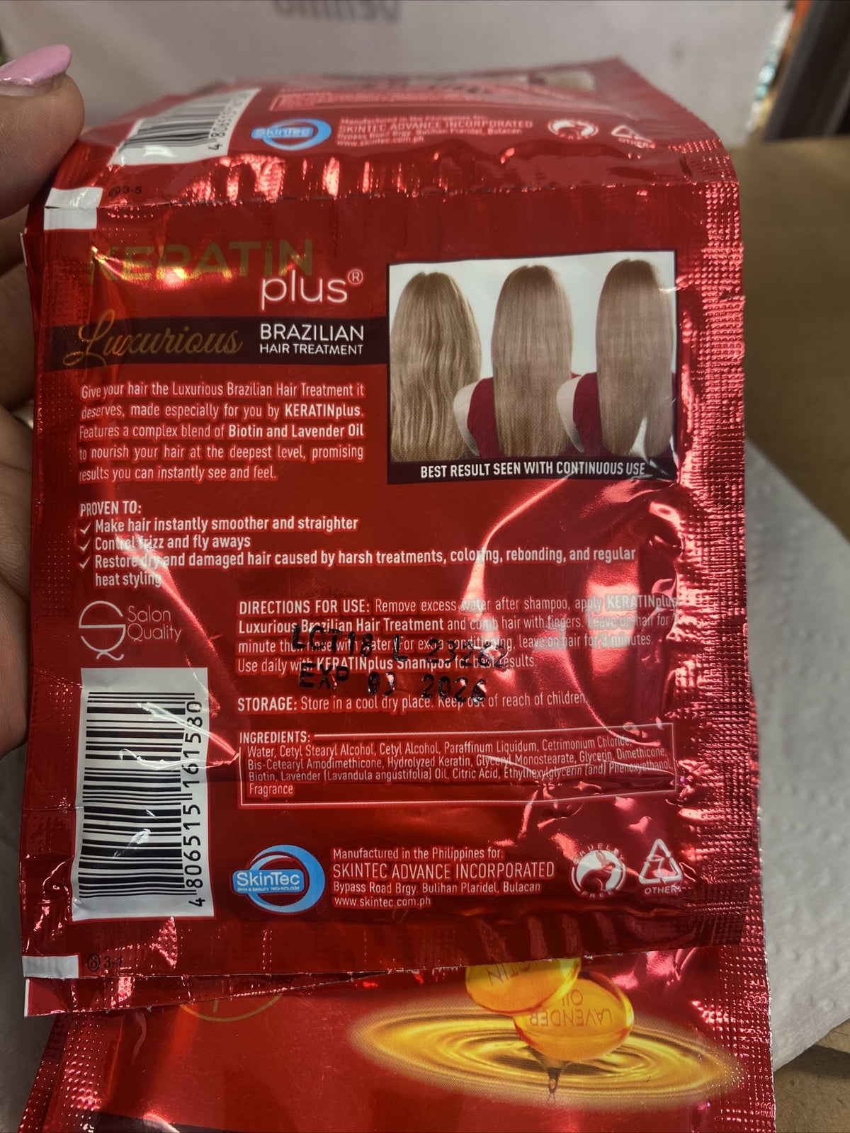 Keratin Hair Treatment Deep Conditioner for Damaged & Frizzy Hair - 12 Sachets