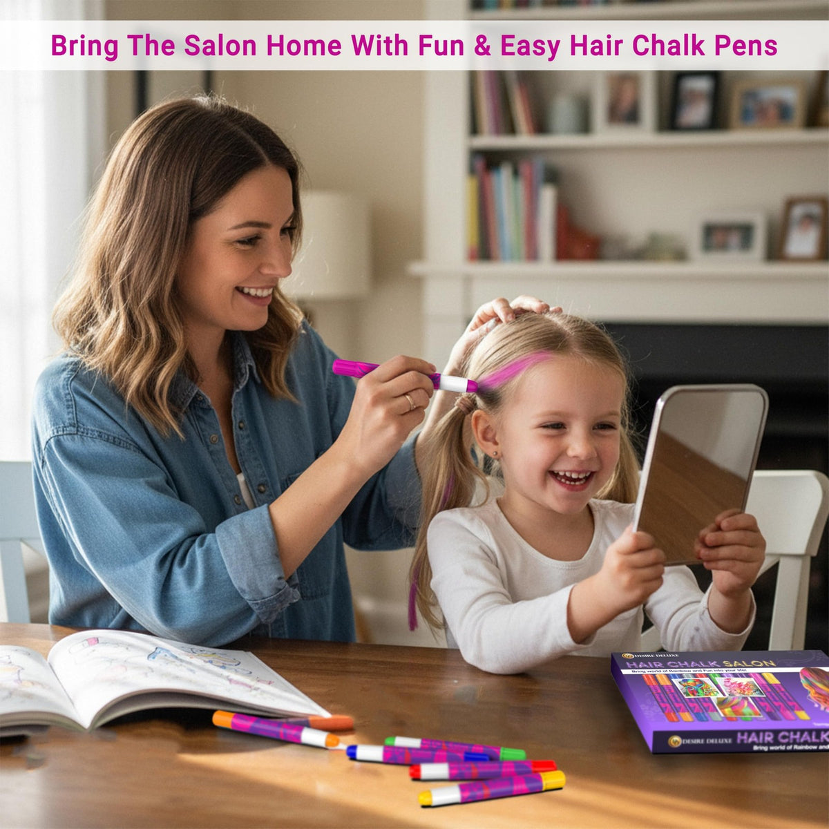 Hair Chalk Set - 10 Washable Colors for Kids