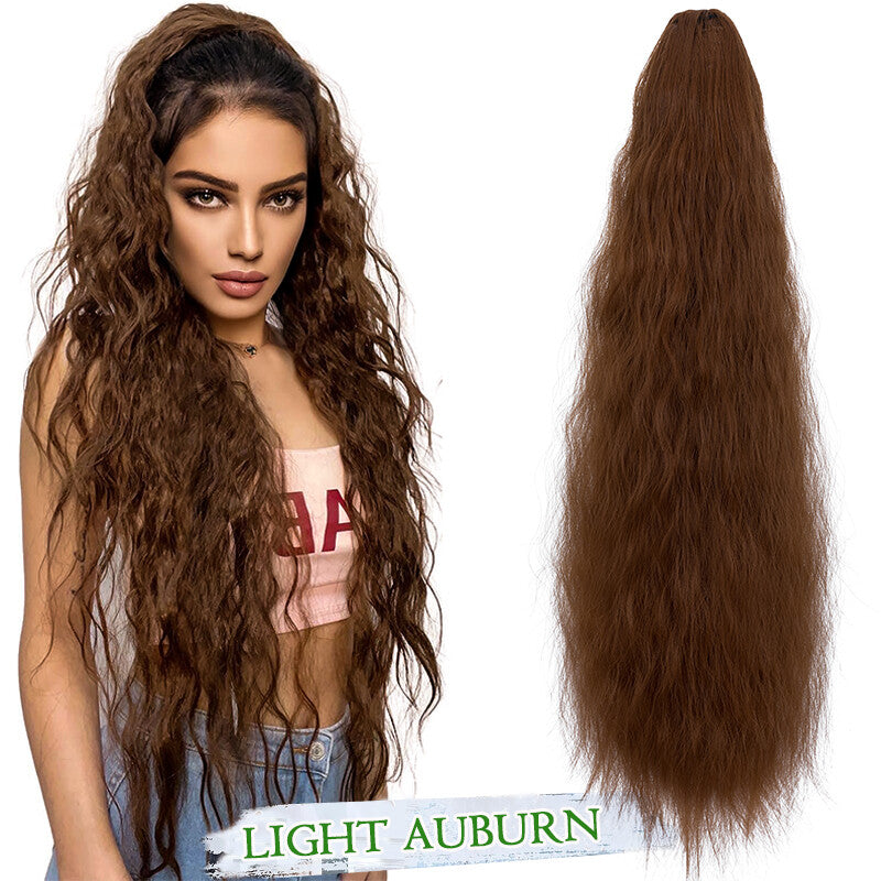 Drawstring Ponytail Hair Extension with Layered Wavy Texture - Thick & Natural-Looking