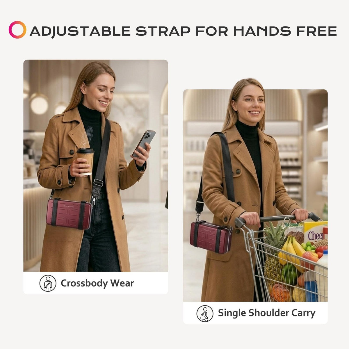 Mini Aluminum Crossbody Bag with Travel Case - Portable Hard Shell Handbag