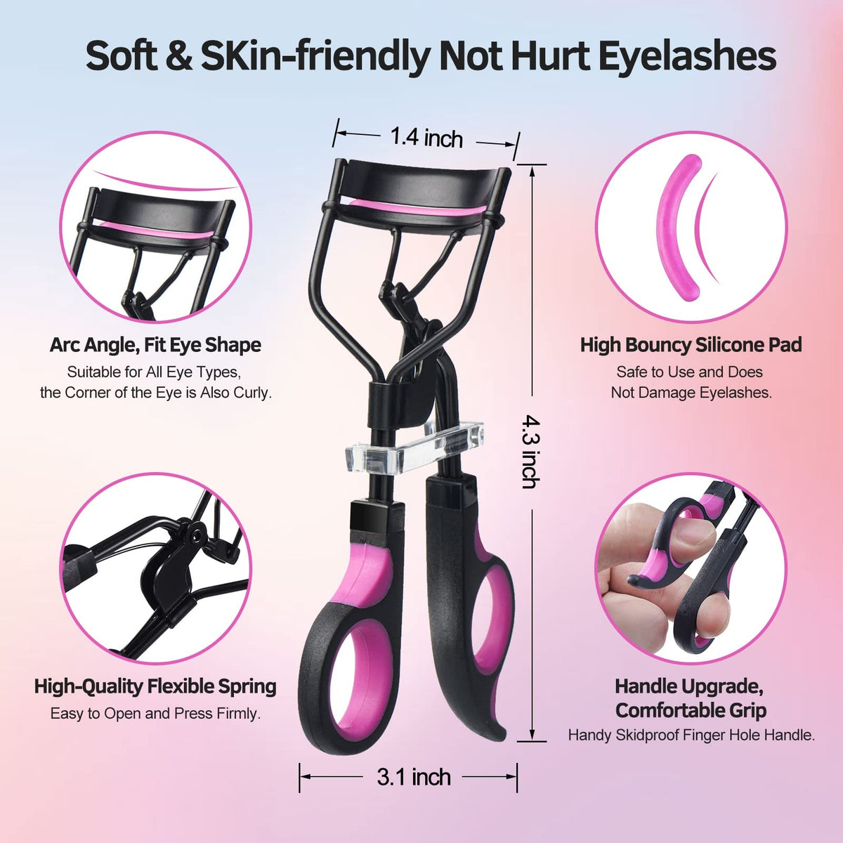 Eyelash Curler Kit 5-in-1 Set for Women with Eyelash Comb, Tweezers & Replacement Pads