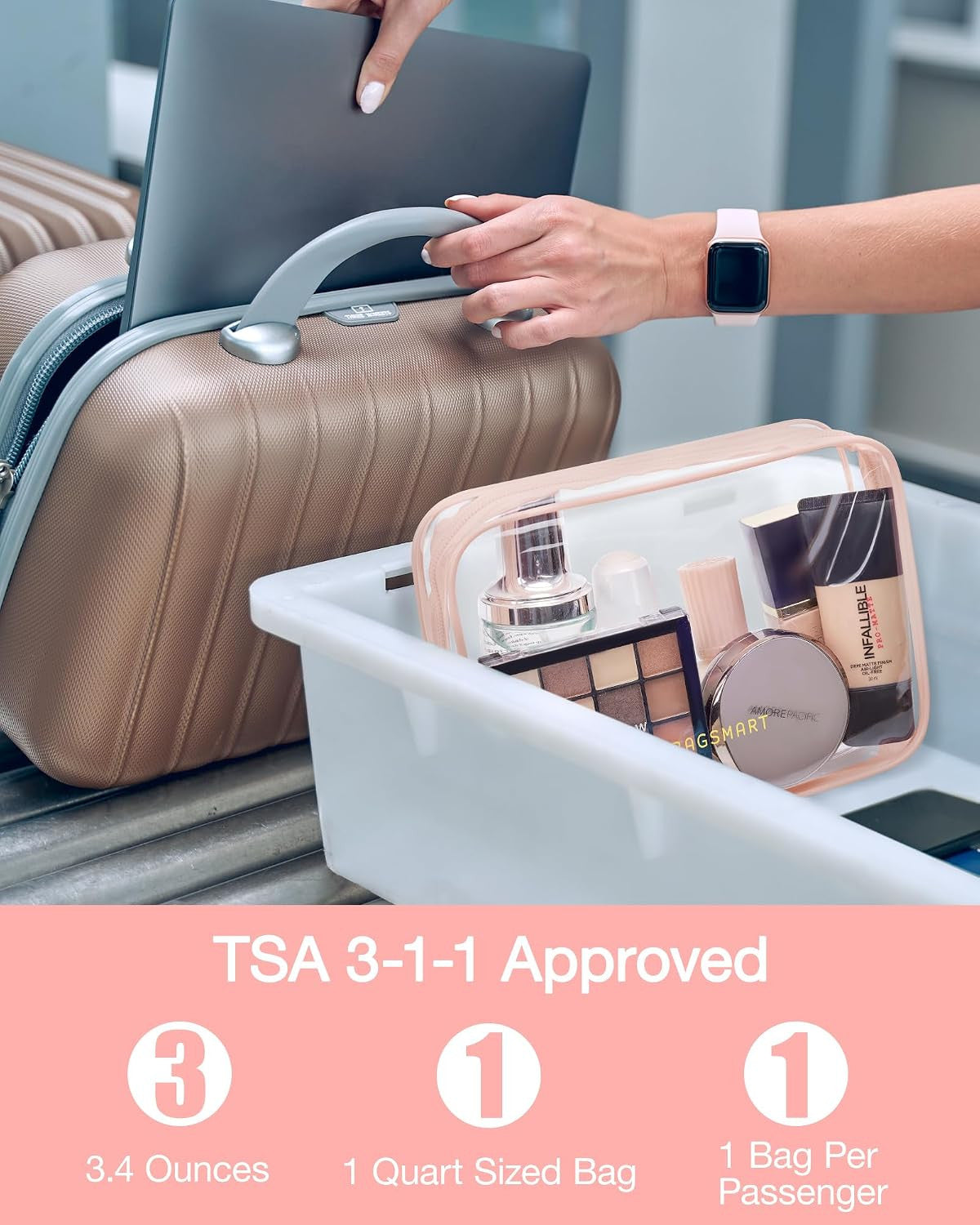 Water-Resistant Clear Toiletry Bag 2-Pack TSA Approved Travel Organizer