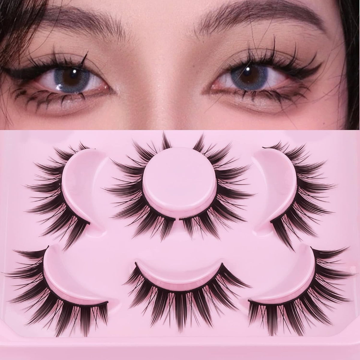 Manga False Eyelashes Spiky Natural Look Wispy Mink Doll Eye Makeup