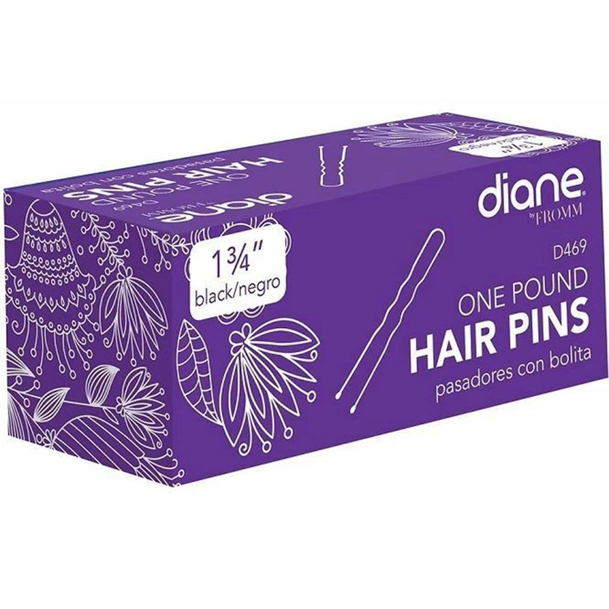 Diane 1 3/4 Inch Black Negro Hair Pins One Pound Pack D469.
