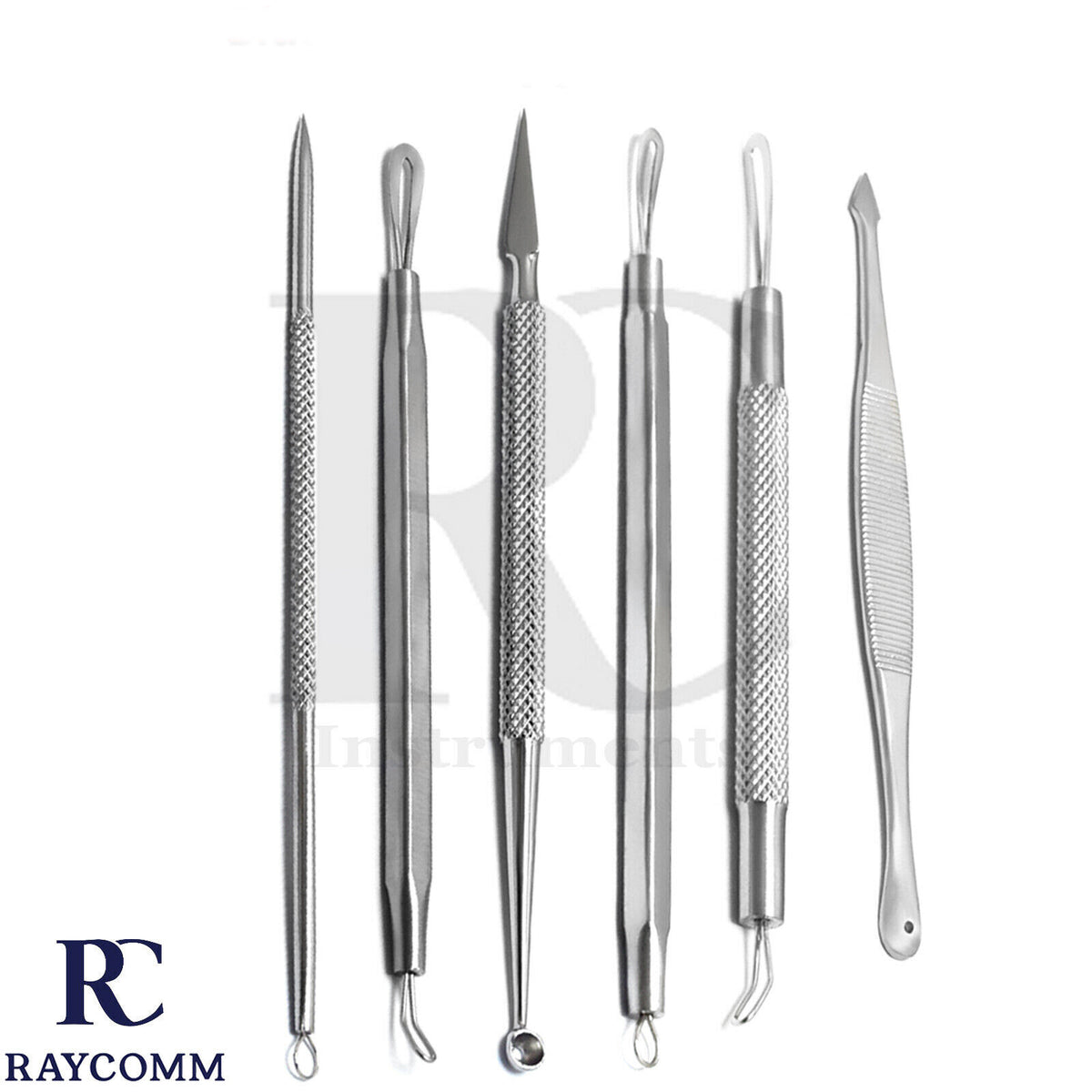 Comedone Extractor Blackhead Remover Set of 6 for Acne & Blemish Removal