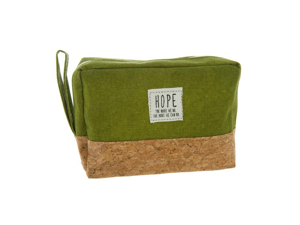 Travel Makeup Pouch with Cork & Canvas Zipper Bag – Water Resistant, Portable