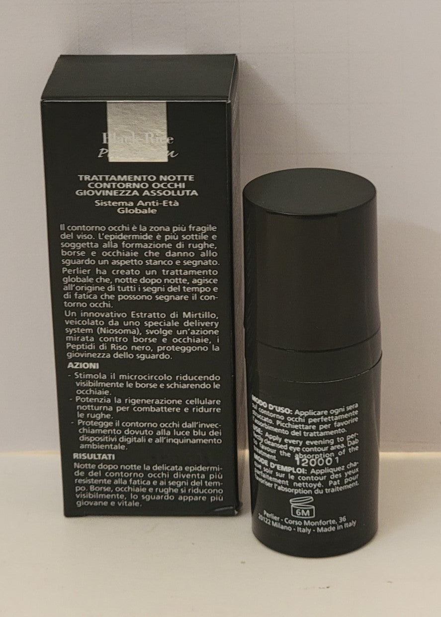 Night Eye Cream for Youthful Skin - Black Rice Platinum Treatment 0.5oz
