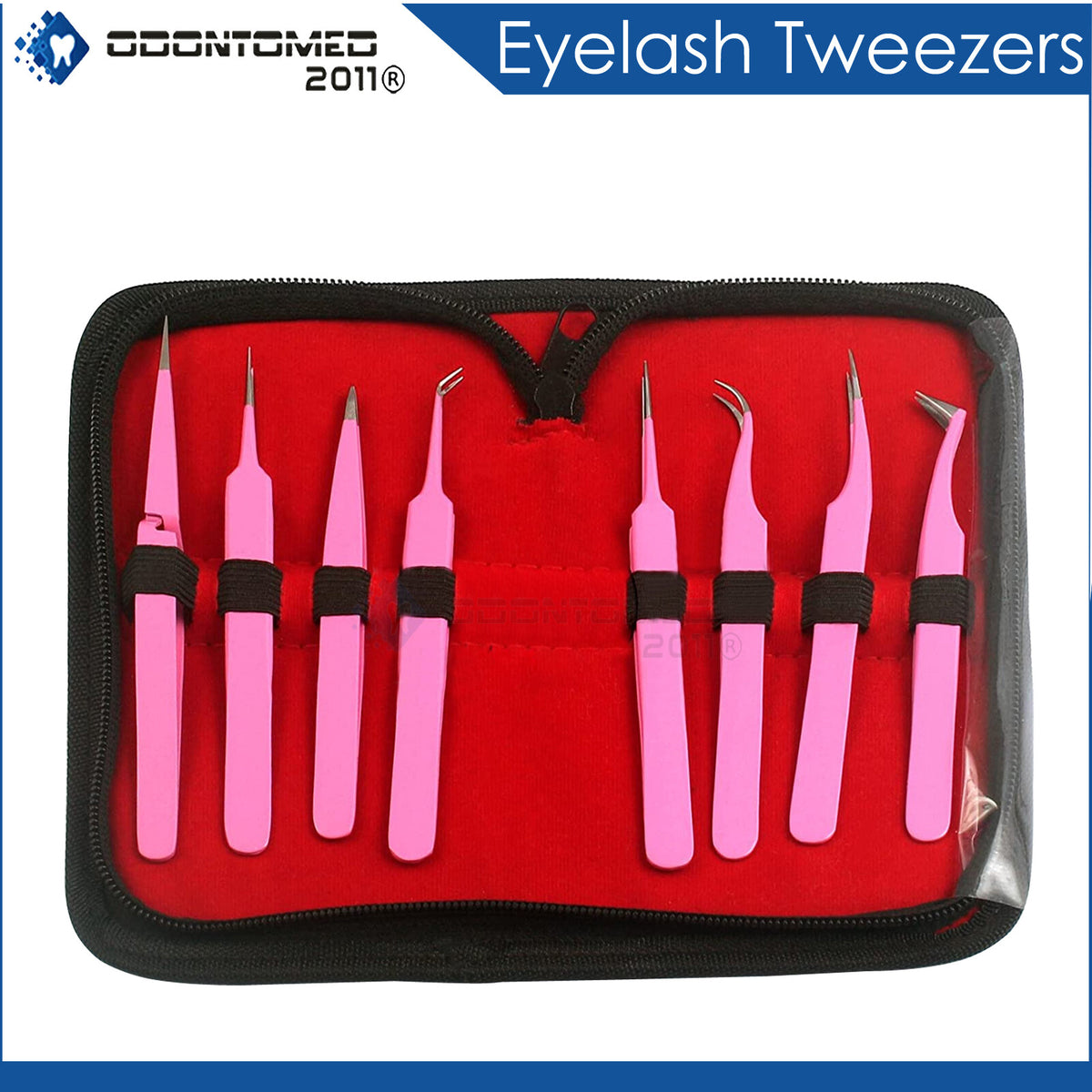 Pink Stainless Steel Eyelash Extension Tweezers - Precise Makeup Tools 2D-6D
