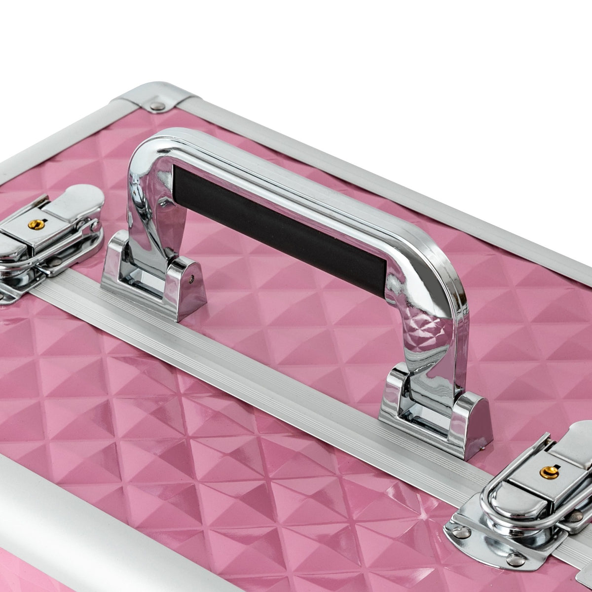 Large Multi-Tier Makeup and Nail Storage Case with Wheels, Pink