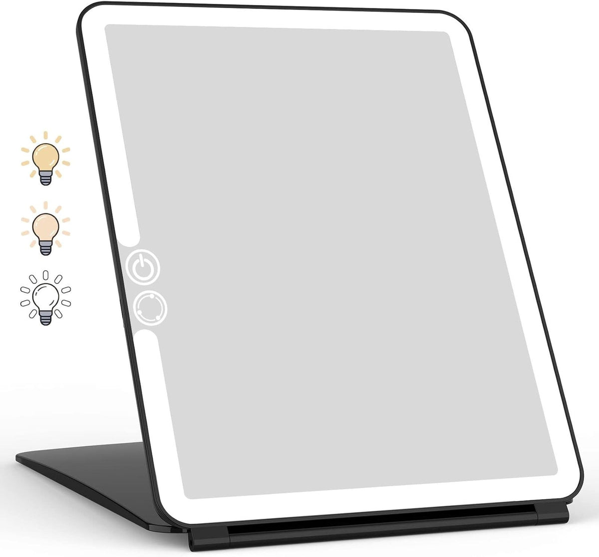 Portable Travel Makeup Mirror with Dimmable LED Lights, Touch Screen, Compact