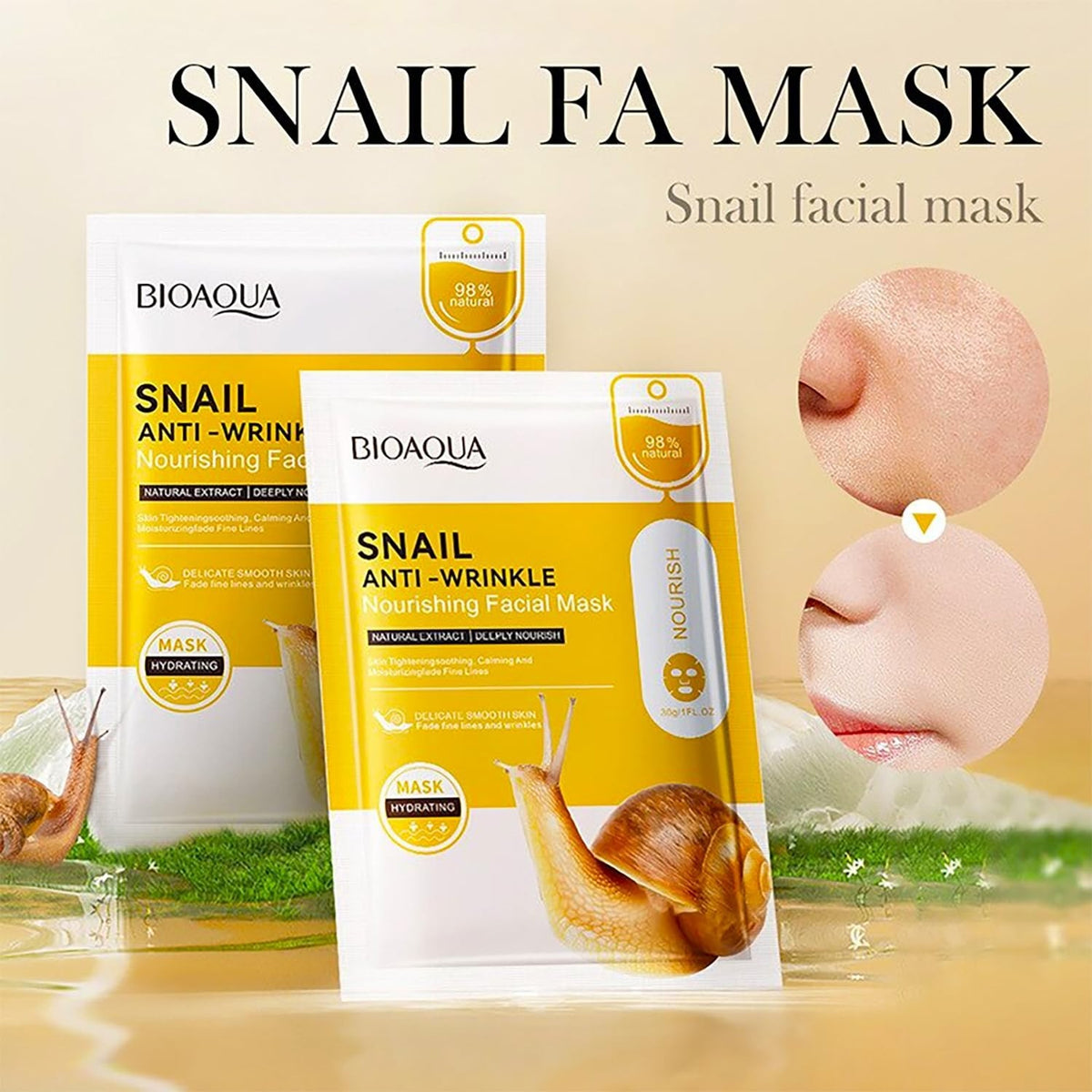 Facial Mask Set Moisturizing Anti-Wrinkle 5pc - Snail