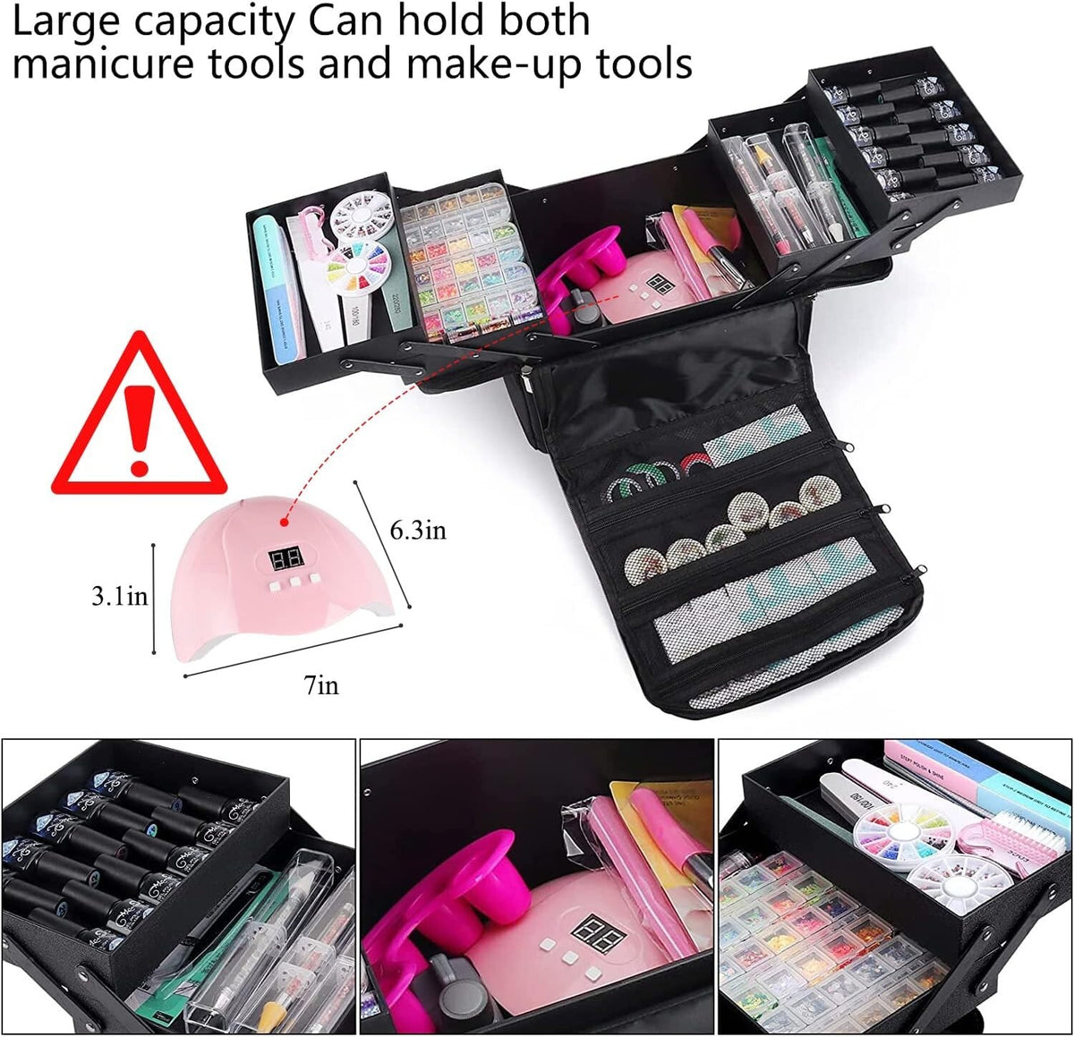 Waterproof Makeup Bag with Adjustable Dividers for Travel & Organization