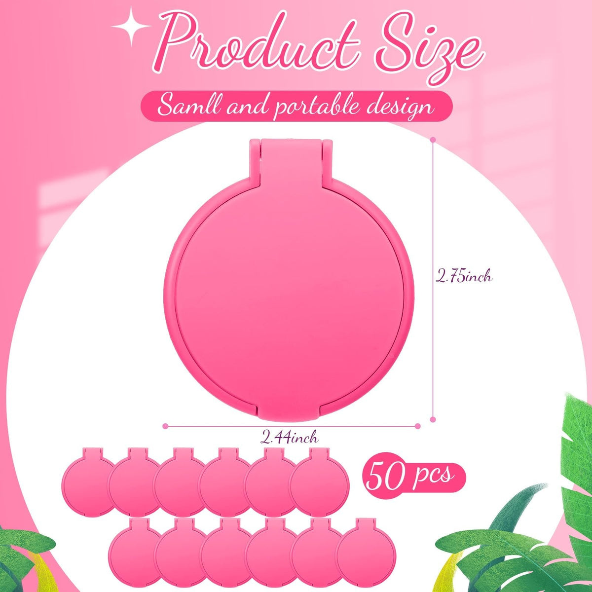 Mini Rose Red Compact Mirror Set - 24 Portable Folding Makeup Mirrors for Women