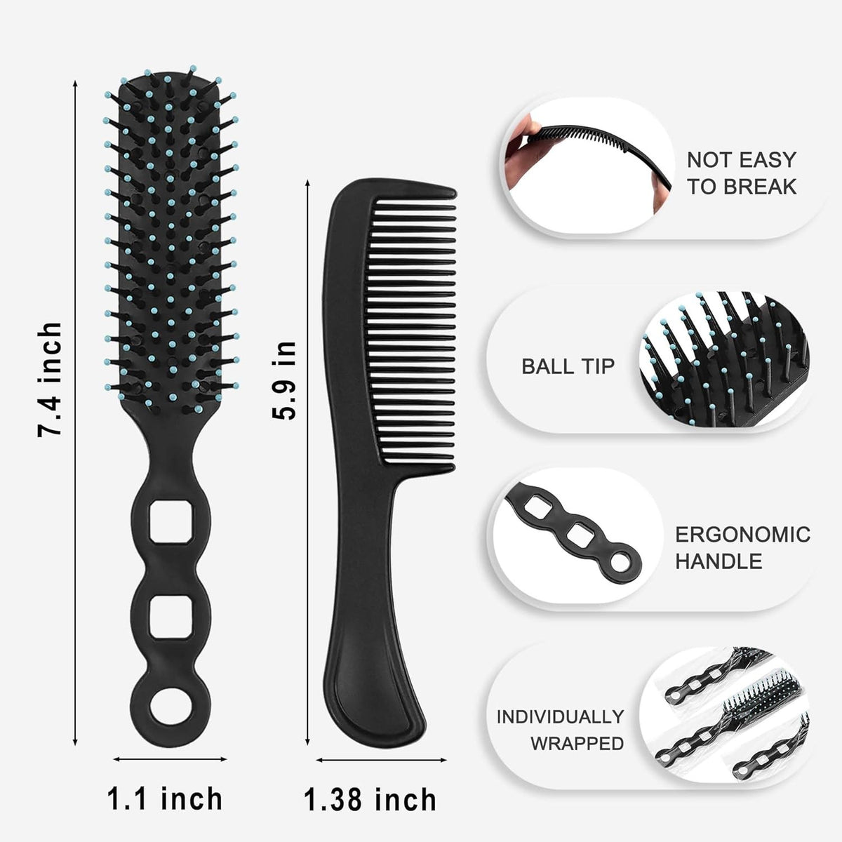 Bulk Hair Brush and Comb Set - 100 Pcs for Homeless Care, Travel & Donations