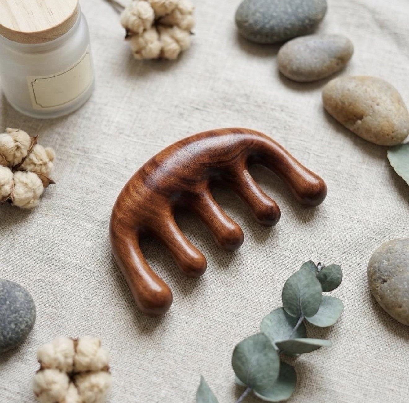 Wooden Scalp Massager & Gua Sha Comb Set for Hair Growth - 2 Pack
