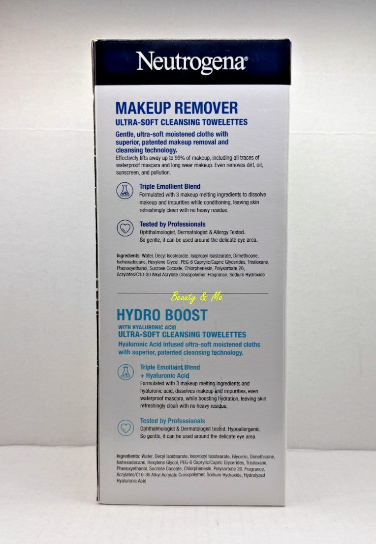 Neutrogena Makeup Remover & Hydro Boost Towelettes 139 Count - Gentle Facial Cleansing Wipes