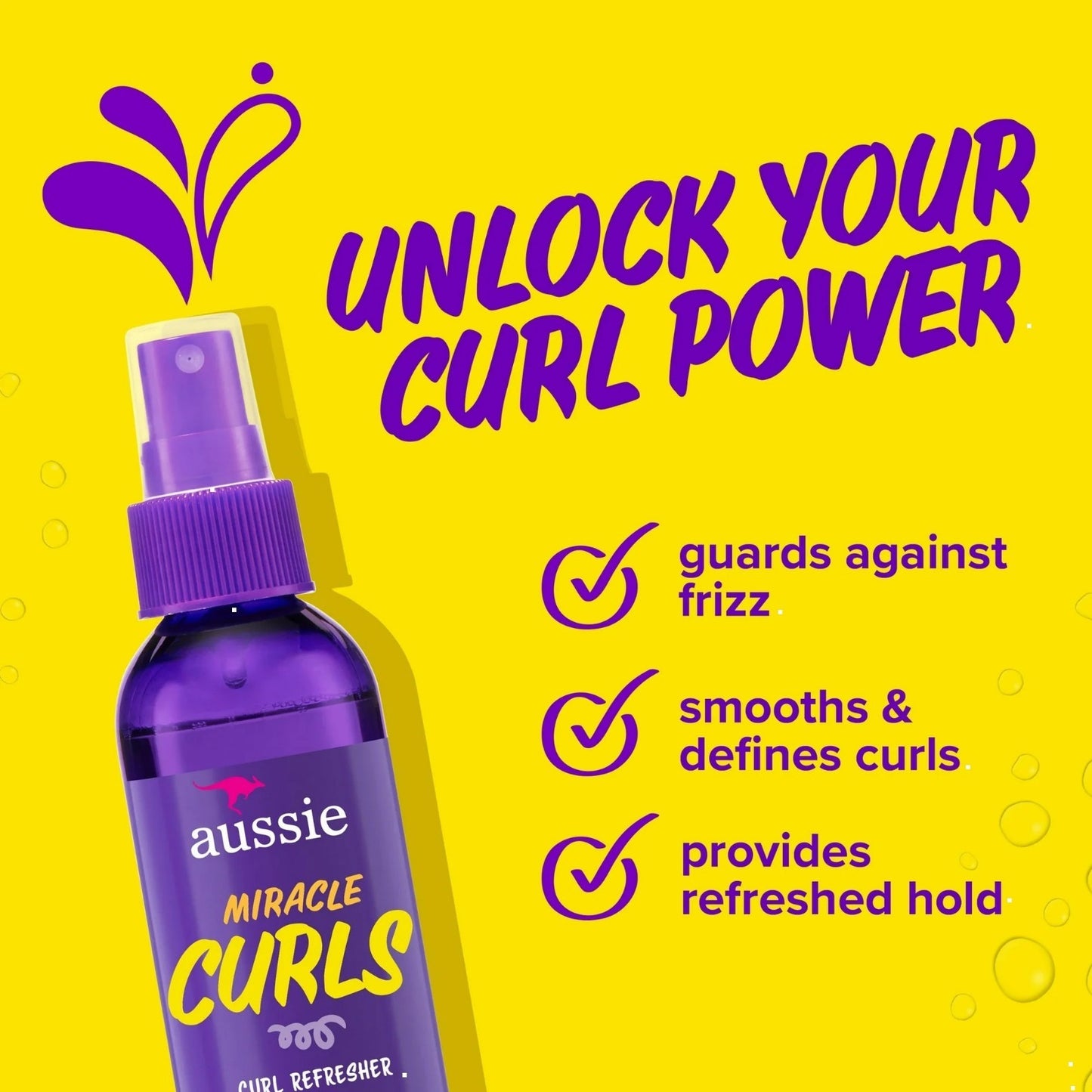 Aussie Miracle Curls Curl Refresher Spray Gel Max Hold for All Hair Types 5.7oz
