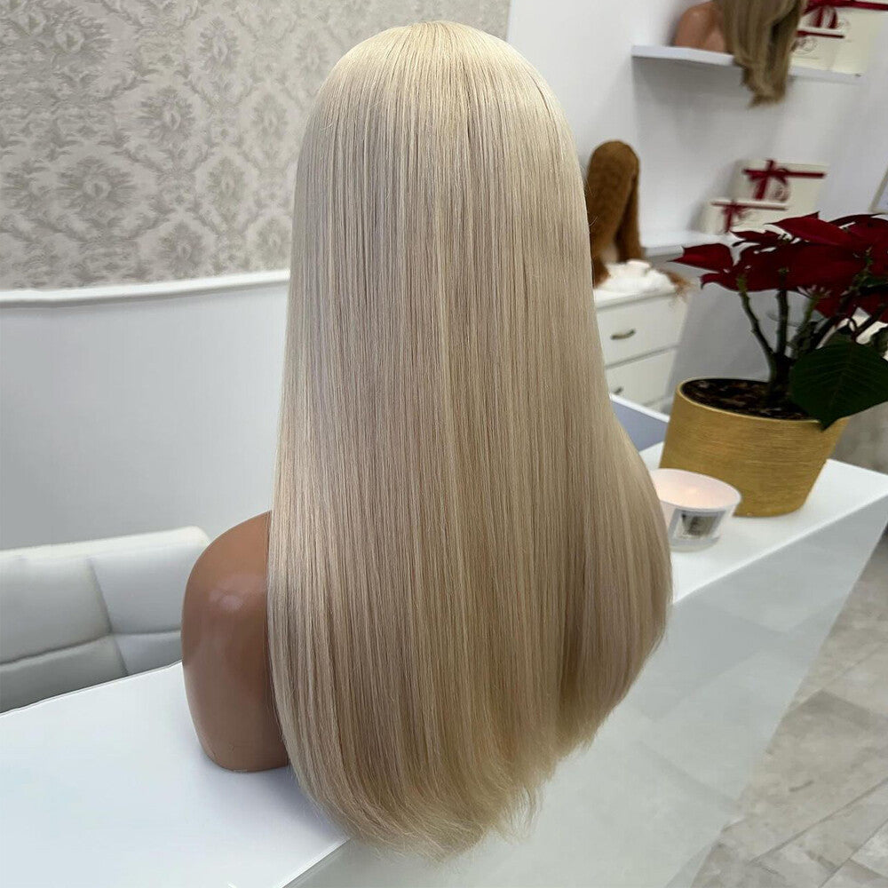 Heat Resistant Lace Front Wig - Long Straight Blonde Hair, No Glue Needed