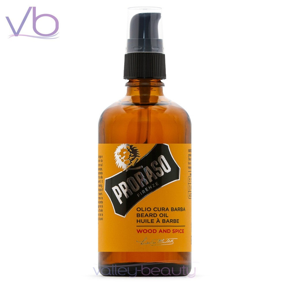 Proraso Wood and Spice Beard Oil - Nourishing Facial Hair Oil for Long Beards