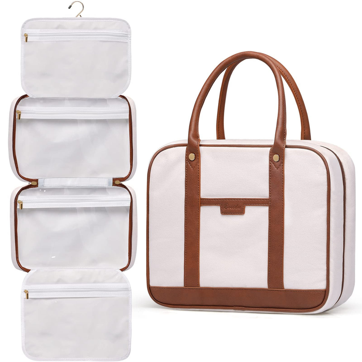 Large Capacity Hanging Travel Toiletry Bag with 4 Compartments & Hook