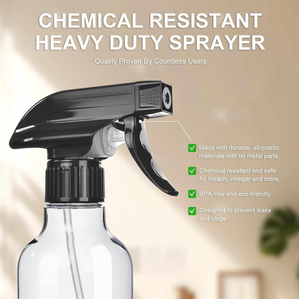 2 Pack 10oz Refillable Spray Bottles for Hair Styling & Household Use