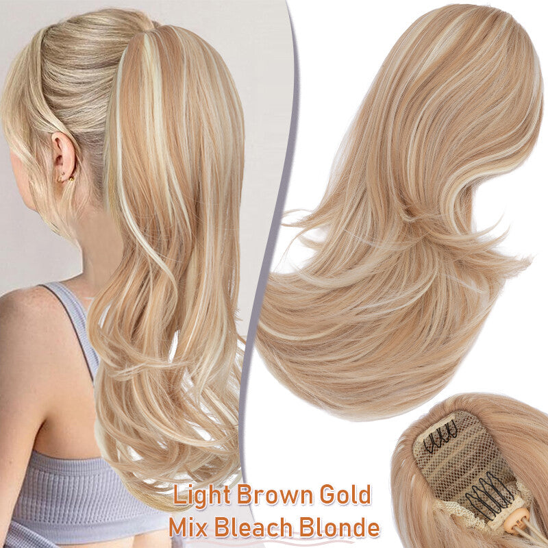 Drawstring Ponytail Hair Extension with Layered Wavy Texture - Thick & Natural-Looking