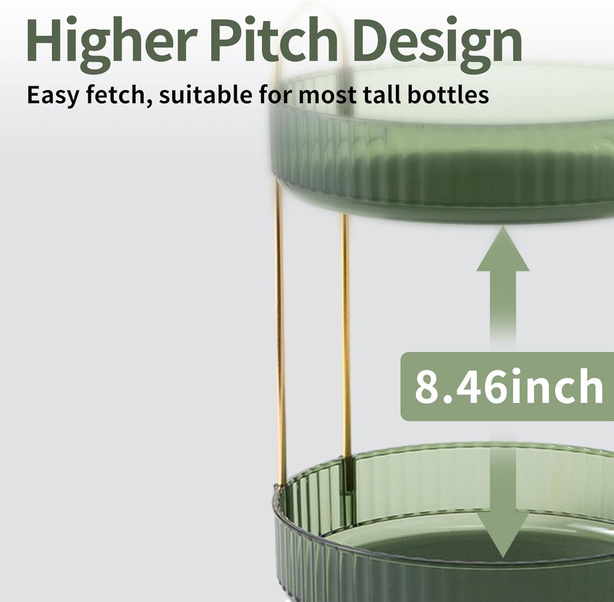 360° Rotating Makeup Organizer for Vanity with 2 Large Capacity Tiers