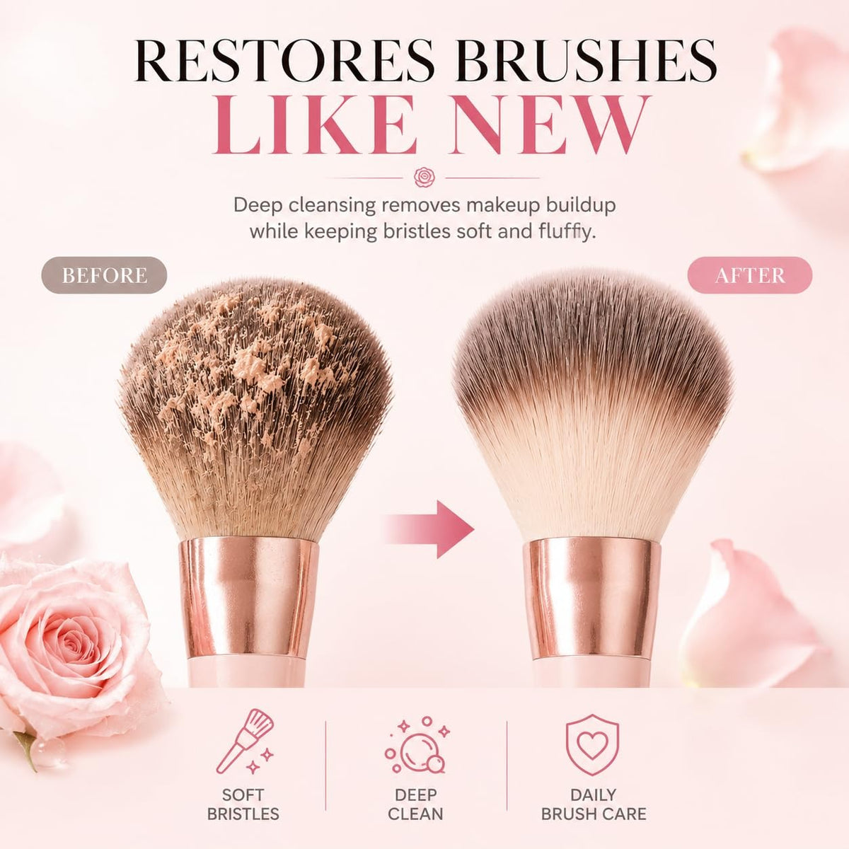 Makeup Brush Cleaner Soap with Jojoba & Rose Oil - 3.4oz, Pink Rose