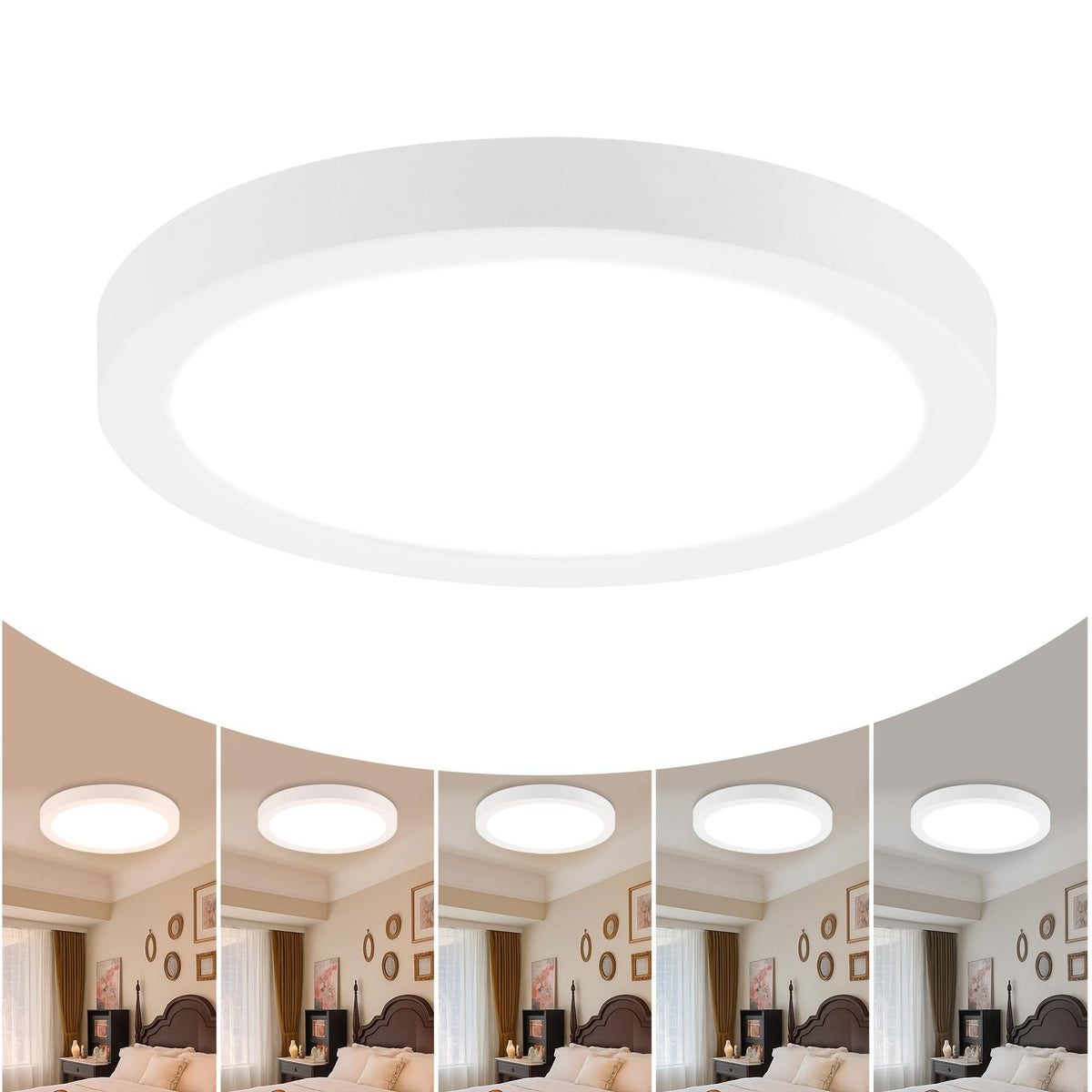 7 Inch LED Flush Mount Ceiling Light Fixture 15W Dimmable Modern White