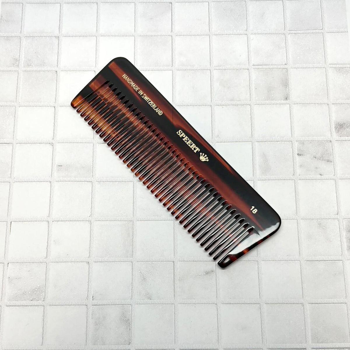 Handmade Swiss Cellulose Acetate Hair Comb - Style #18, 5 Inch Havana Tortoise Brown Gold
