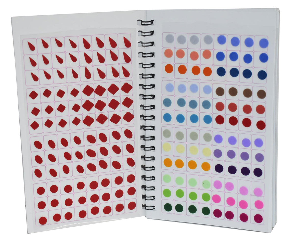 Self-Adhesive Bindi Booklet with Multicolor & Gold Crystal Border - Reusable Women’s Traditional Forehead Adornment