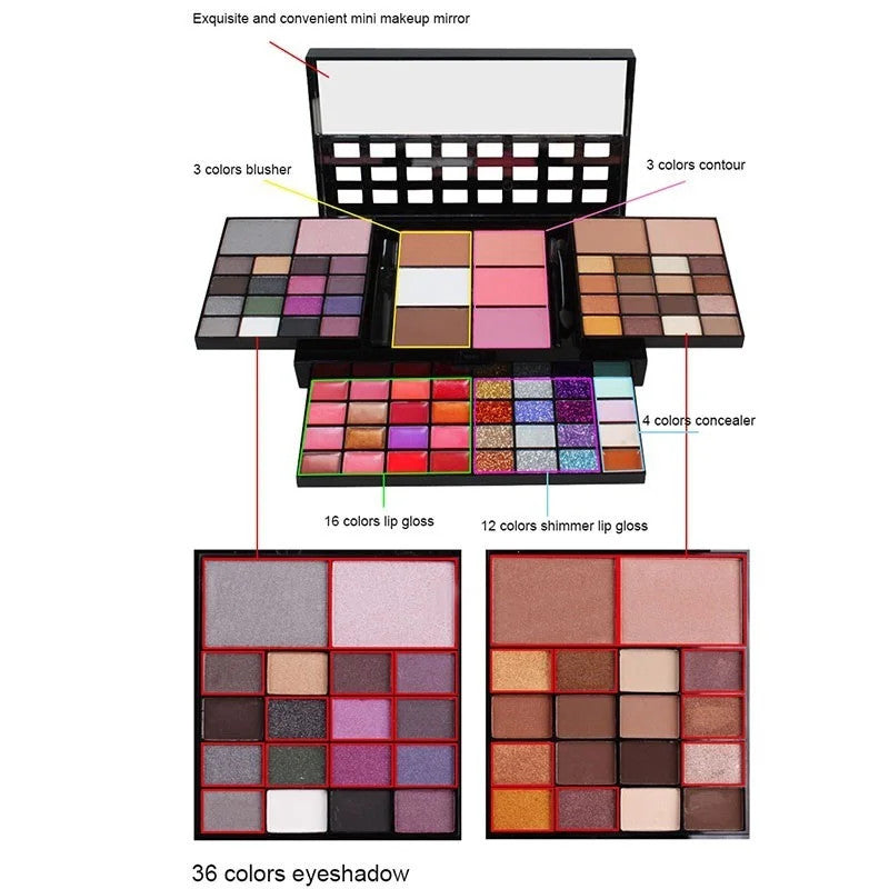 Colorful Glitter Eyeshadow Palette Waterproof Long Lasting Matte & Shimmer Makeup