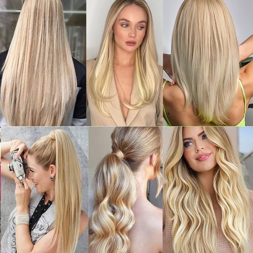 Remy Human Hair Extensions Tape-In 14 Inch Color 27/613 Honey Blonde Highlights