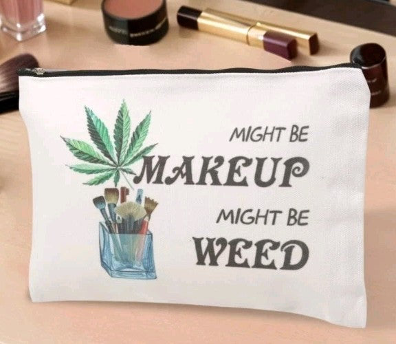 2 Pcs Leaf Makeup Bags - Funny Weed Themed Cosmetic Organizer
