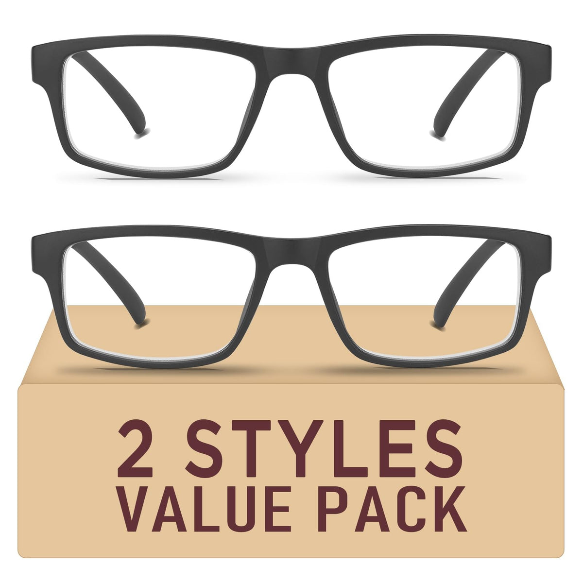 Blue Light Blocking Glasses 2 Pack Anti-Glare UV400 Computer Reading Eyewear