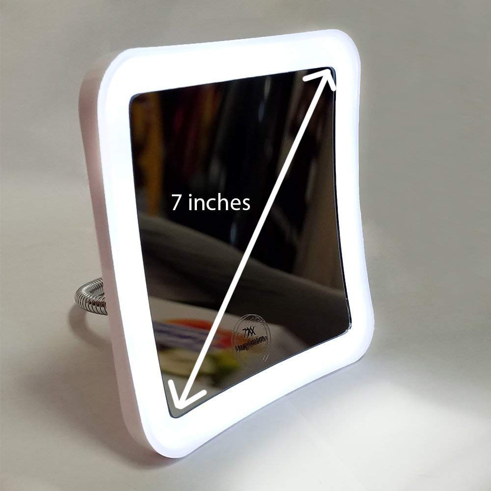 LED Lighted Makeup Mirror with 7X Magnification and Adjustable Gooseneck