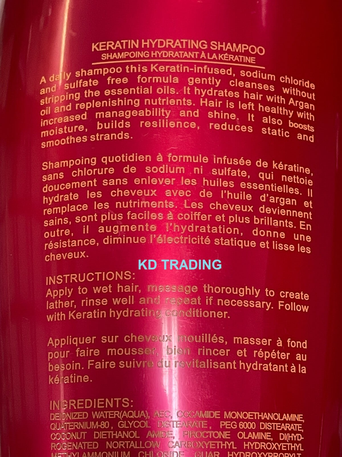 Hydrating Keratin Shampoo with Argan Oil for All Hair Types 1000ml – Sulfate Free