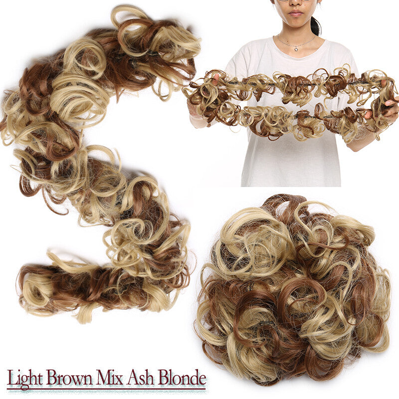 Natural Messy Curly Hair Bun Extension Wrap Long Thick Scrunchie Updo