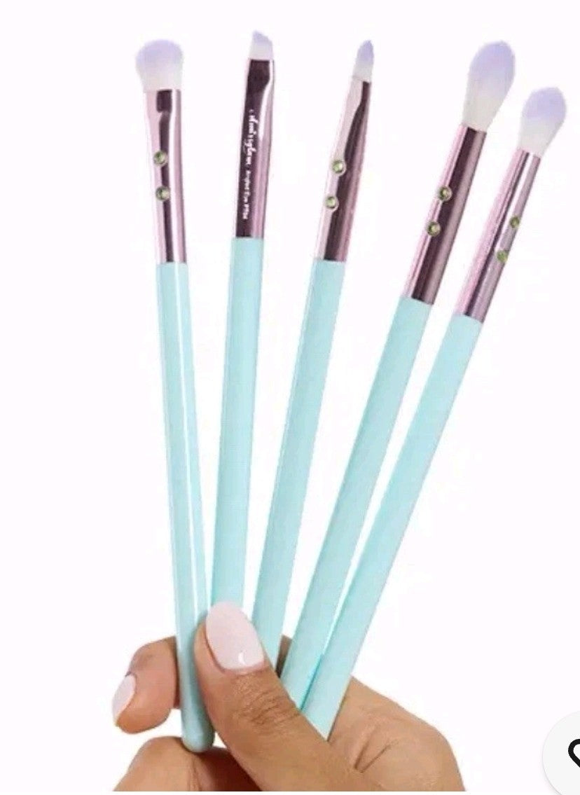 Ombre Makeup Brush Set - 5-Piece Sparkly Cosmetic Brush Collection