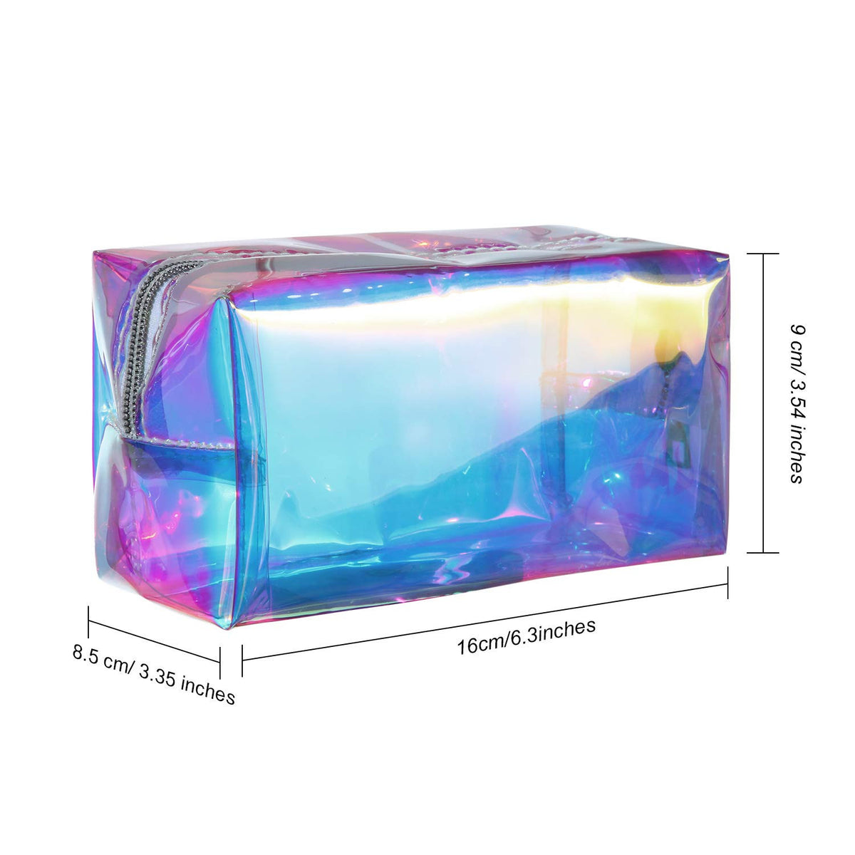 Clear Iridescent Holographic Makeup Bag Glitter Travel Cosmetic Pouch 2 Pack