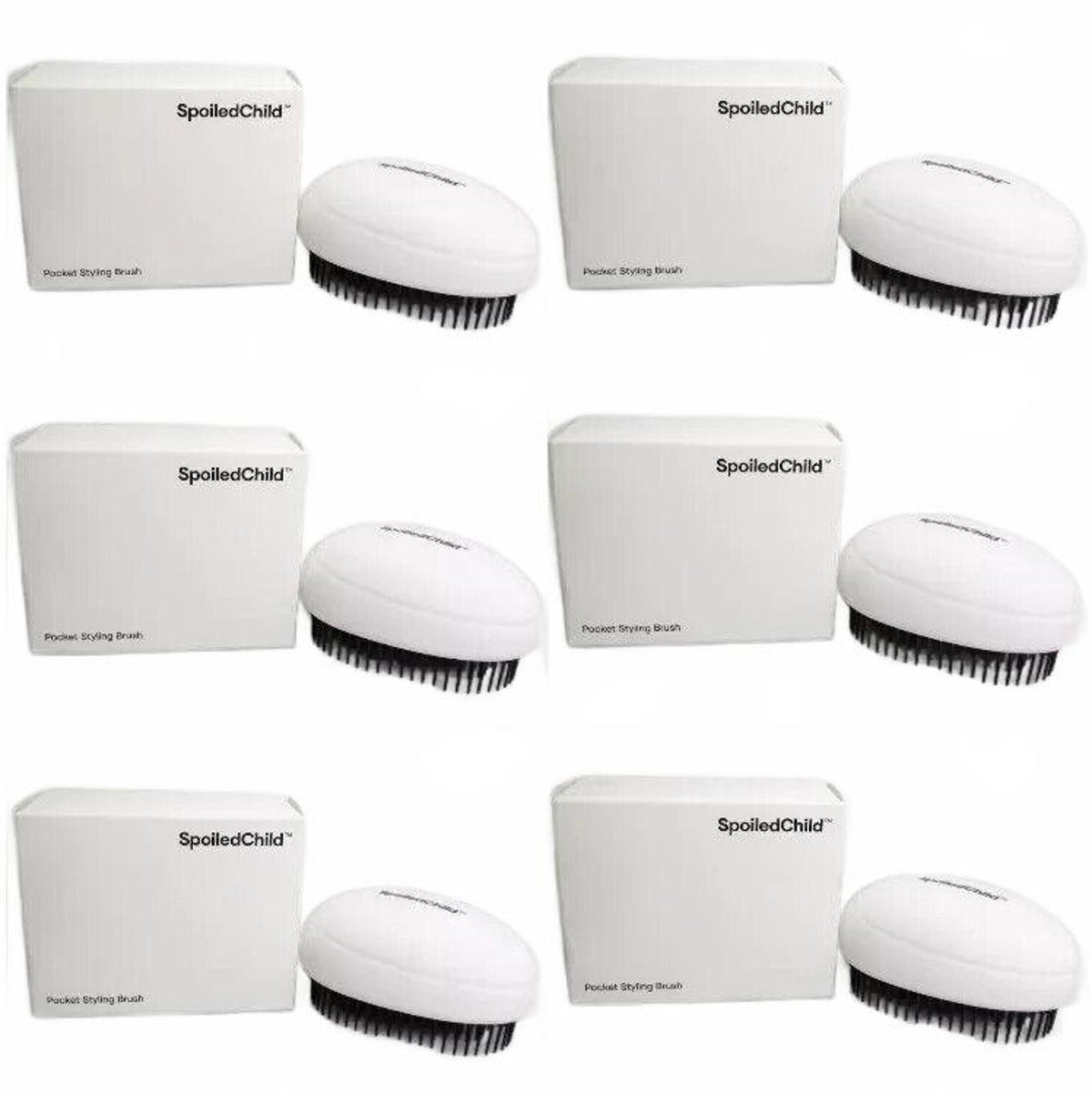 SPOILED C. POCKET STYLING BRUSH FOR ALL HAIR TYPES BOXED LOT OF 6