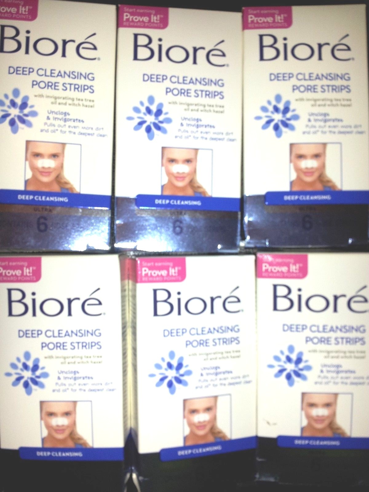 Biore Ultra Deep Cleansing Nose Pore Strips 36 Count - 6 Boxes of 6 Strips