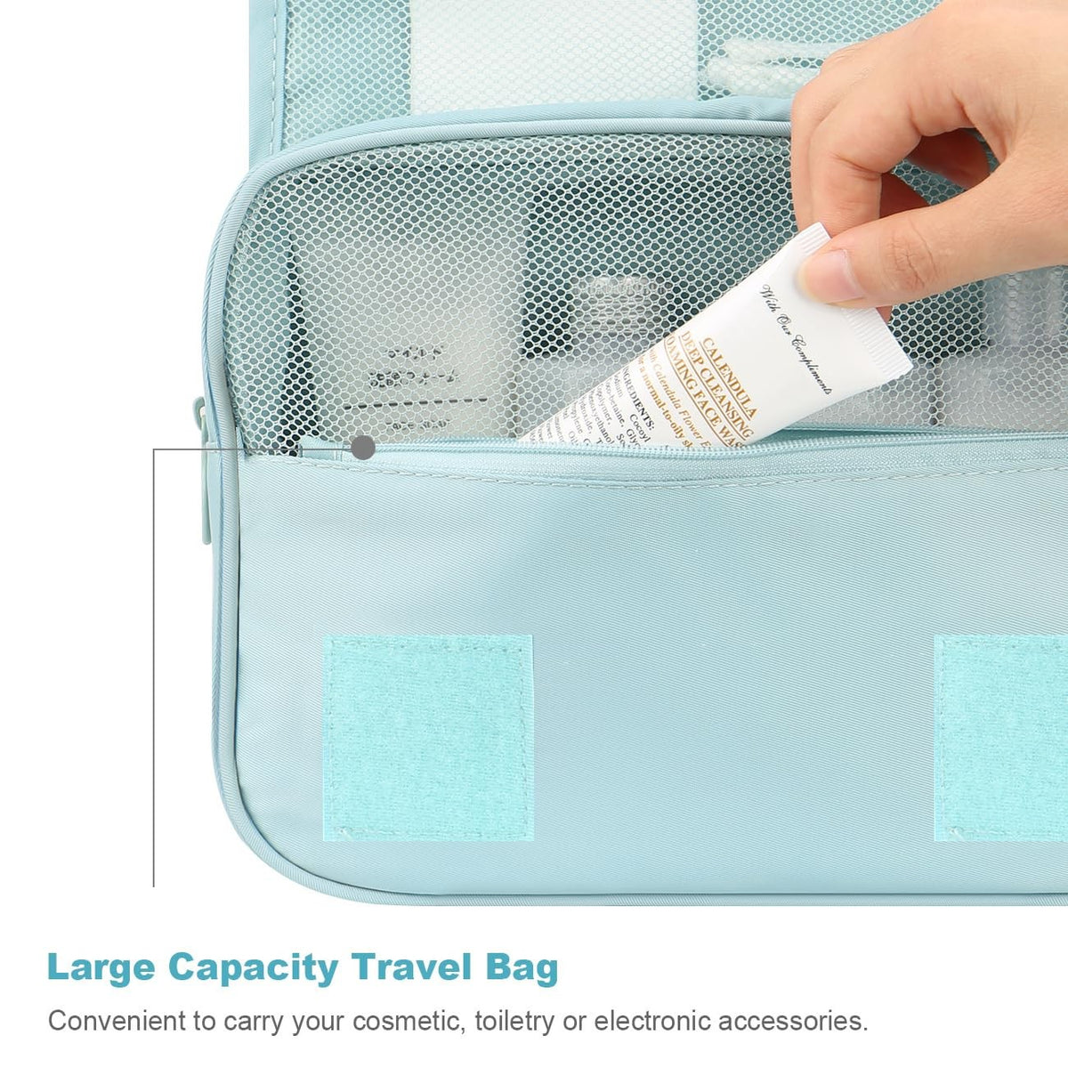 Large Hanging Toiletry Bag with Multiple Compartments Travel Organizer for Men & Women