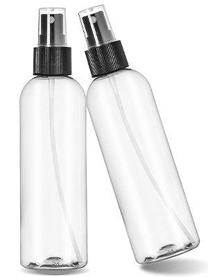 8 oz Clear Plastic Spray Bottle with Black Fine Mist Sprayer for Personal Care and Cleaning