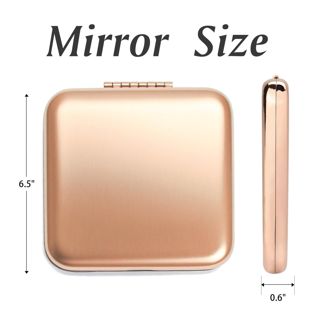 6 Pack Compact Travel Makeup Mirrors Square Metal 1X/2X Magnification Rose