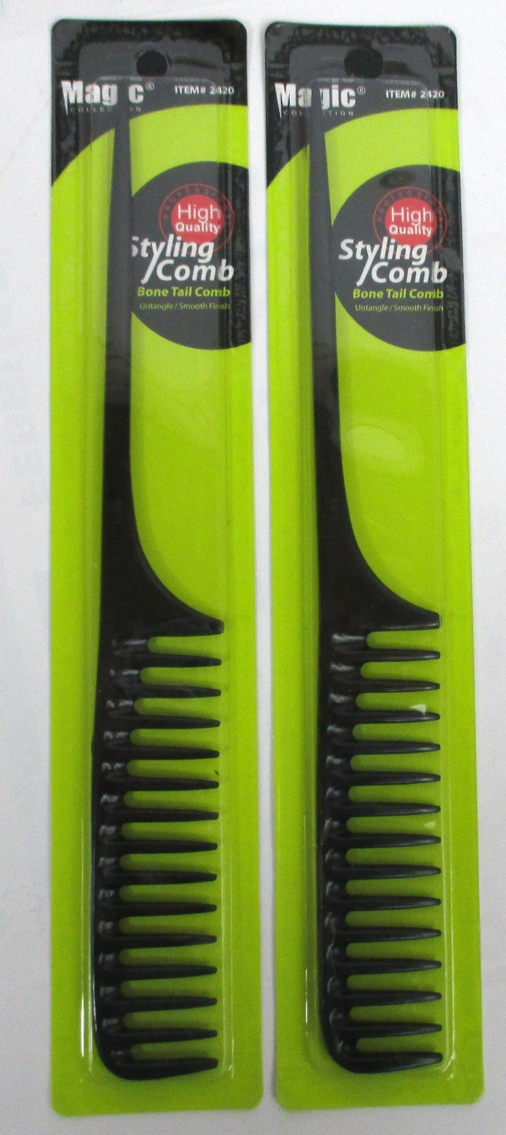 Jumbo Hair Styling Tail Comb Set - 11.5 Inch Black Plastic Hair Combs