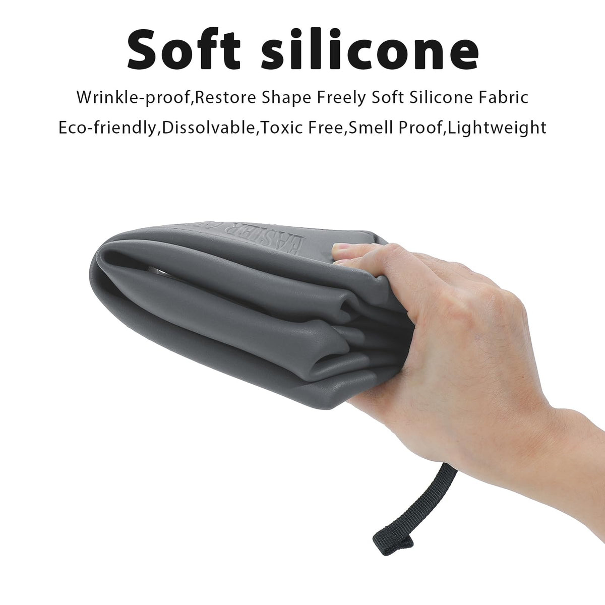 Large Waterproof Silicone Toiletry Bag 6L Travel Organizer Grey 6x11 Inches