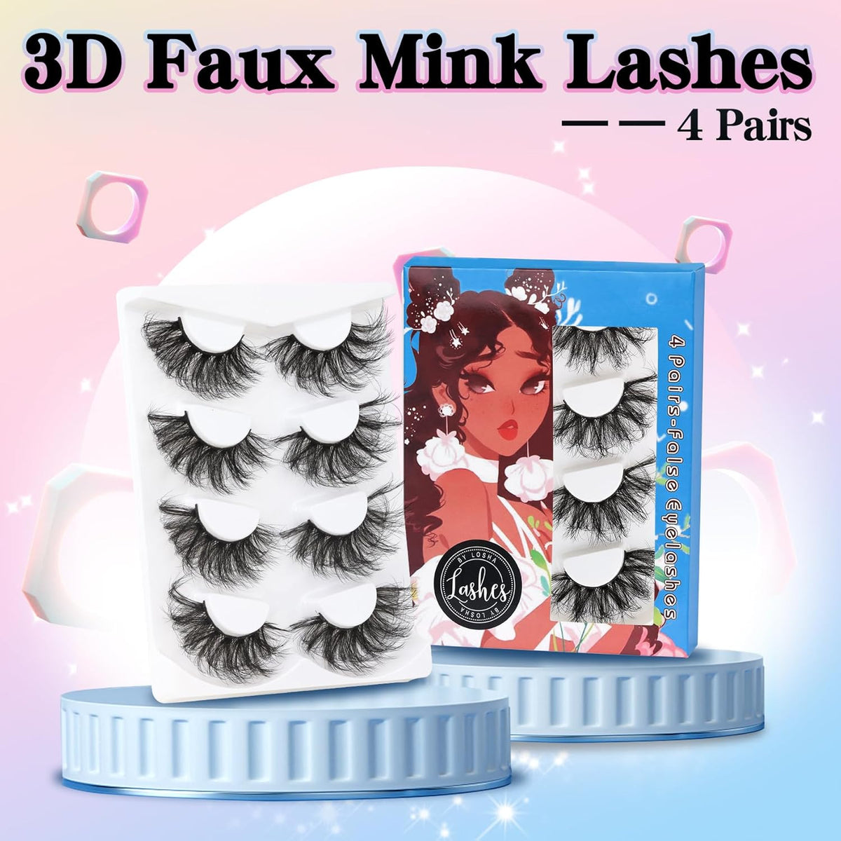 25mm Fluffy 3D Faux Mink False Eyelashes - Dramatic Long Volume Lashes