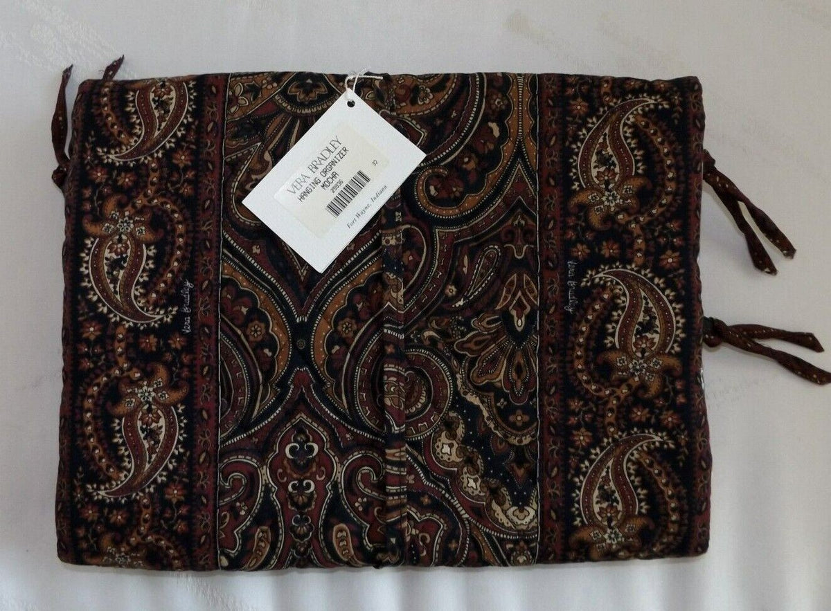 Hanging Organizer Cosmetic Bag - Vintage Mocha Pattern, 4 Zip Compartments